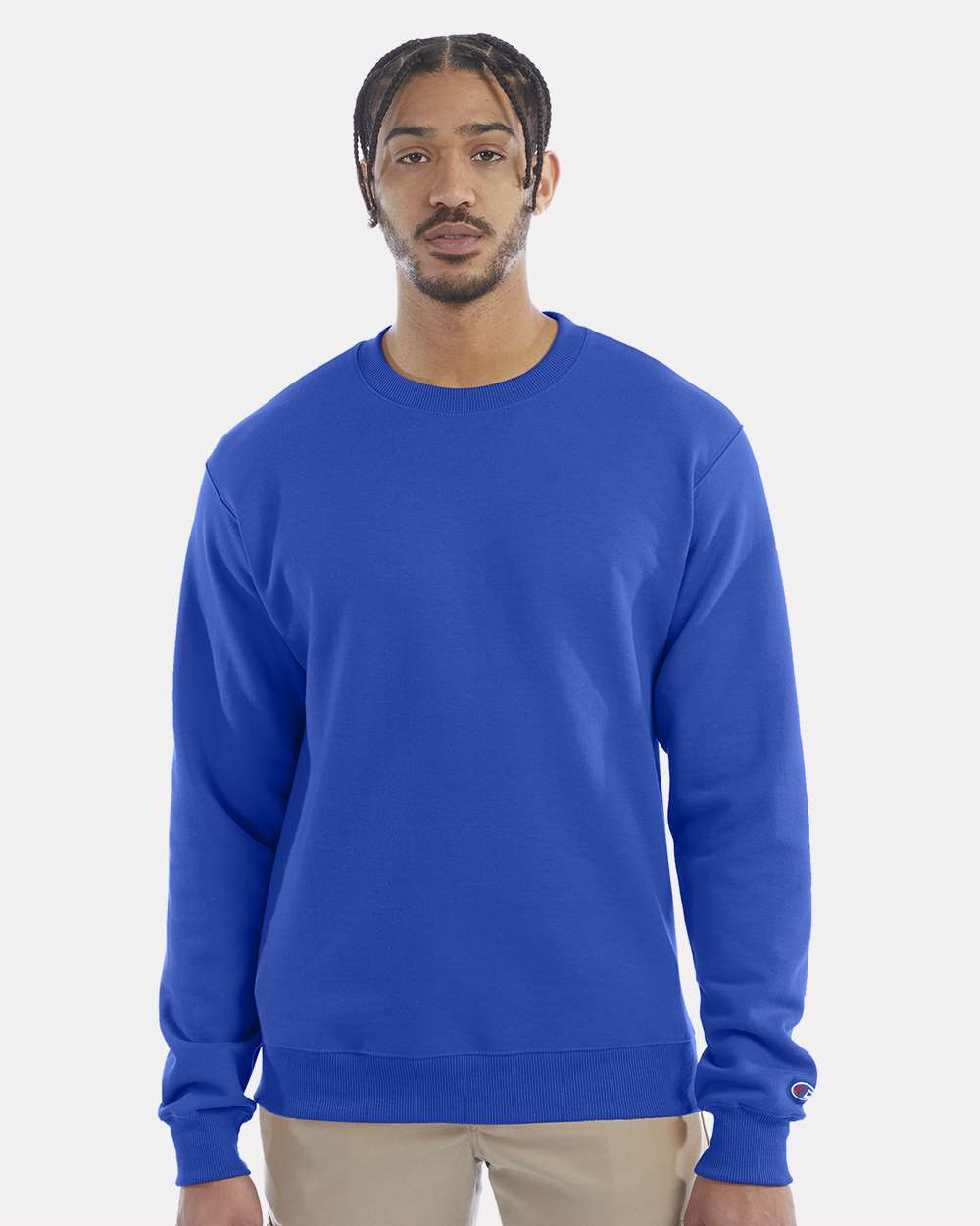 Men's Powerblend® Crewneck Sweatshirt - OnModelFront - B21284753 - Royal Blue