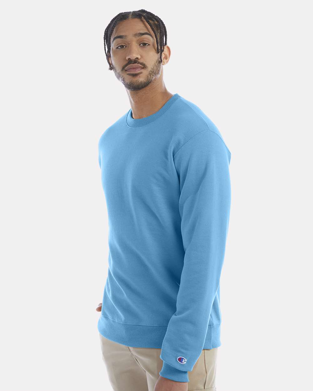 Men's Powerblend® Crewneck Sweatshirt - OnModelSide - B21284263 - Blue Lagoon