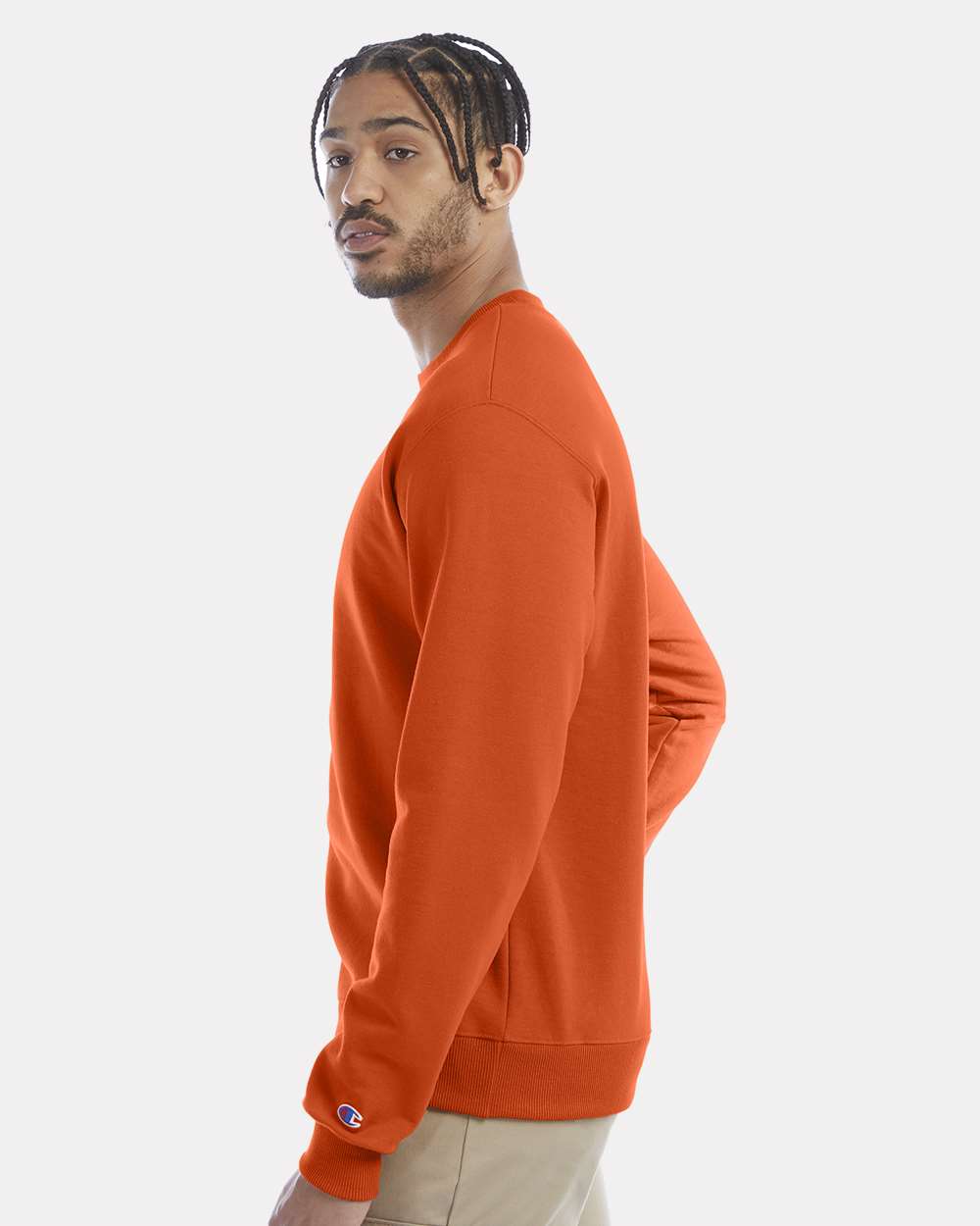 Men's Powerblend® Crewneck Sweatshirt - OnModelSide - B21284663 - Orange