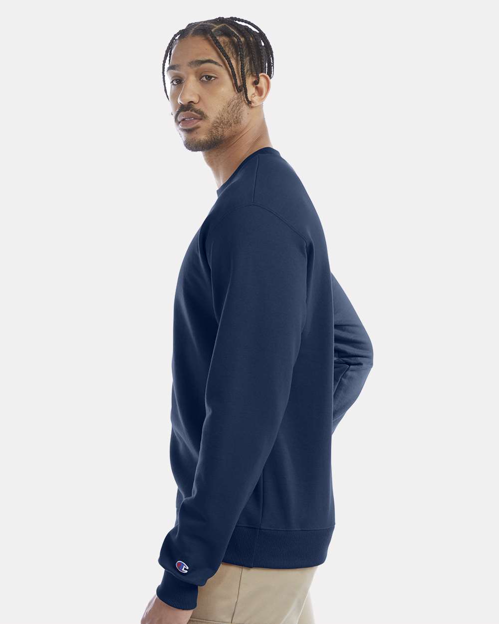 Men's Powerblend® Crewneck Sweatshirt - OnModelSide - B21284673 - Late Night Blue