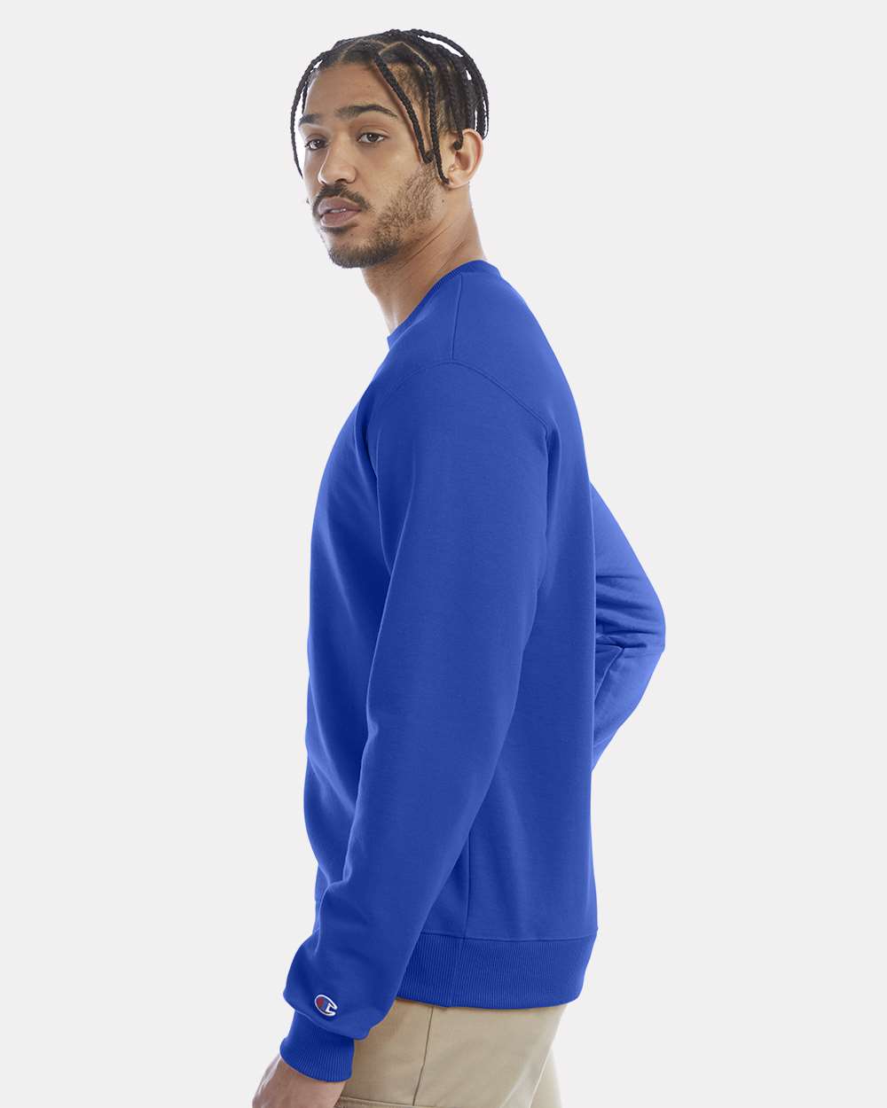 Men's Powerblend® Crewneck Sweatshirt - OnModelSide - B21284753 - Royal Blue