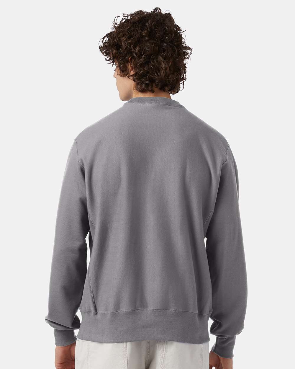Unisex Reverse Weave® Crewneck Sweatshirt - OnModelBack - B20384143 - Stone Grey