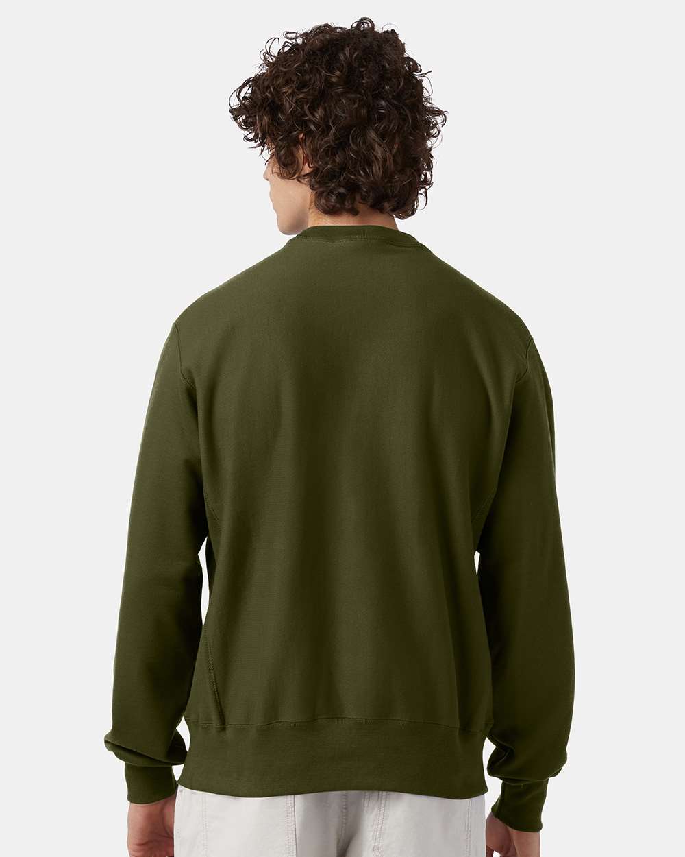 Unisex Reverse Weave® Crewneck Sweatshirt - OnModelBack - B20384643 - Fresh Olive