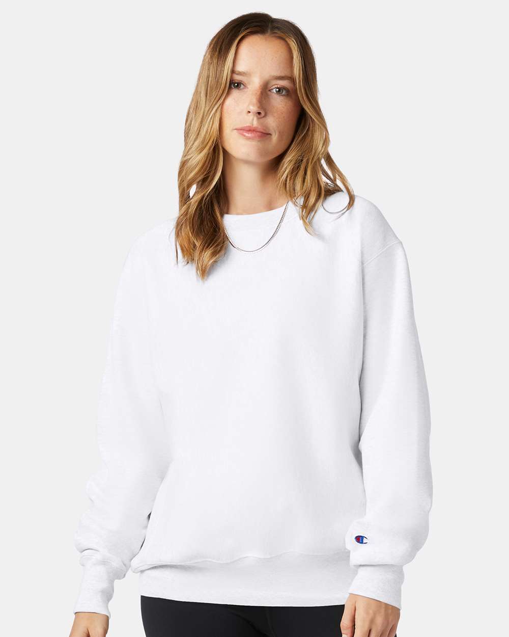 Unisex Reverse Weave® Crewneck Sweatshirt - OnModelFront - B20384003 - White