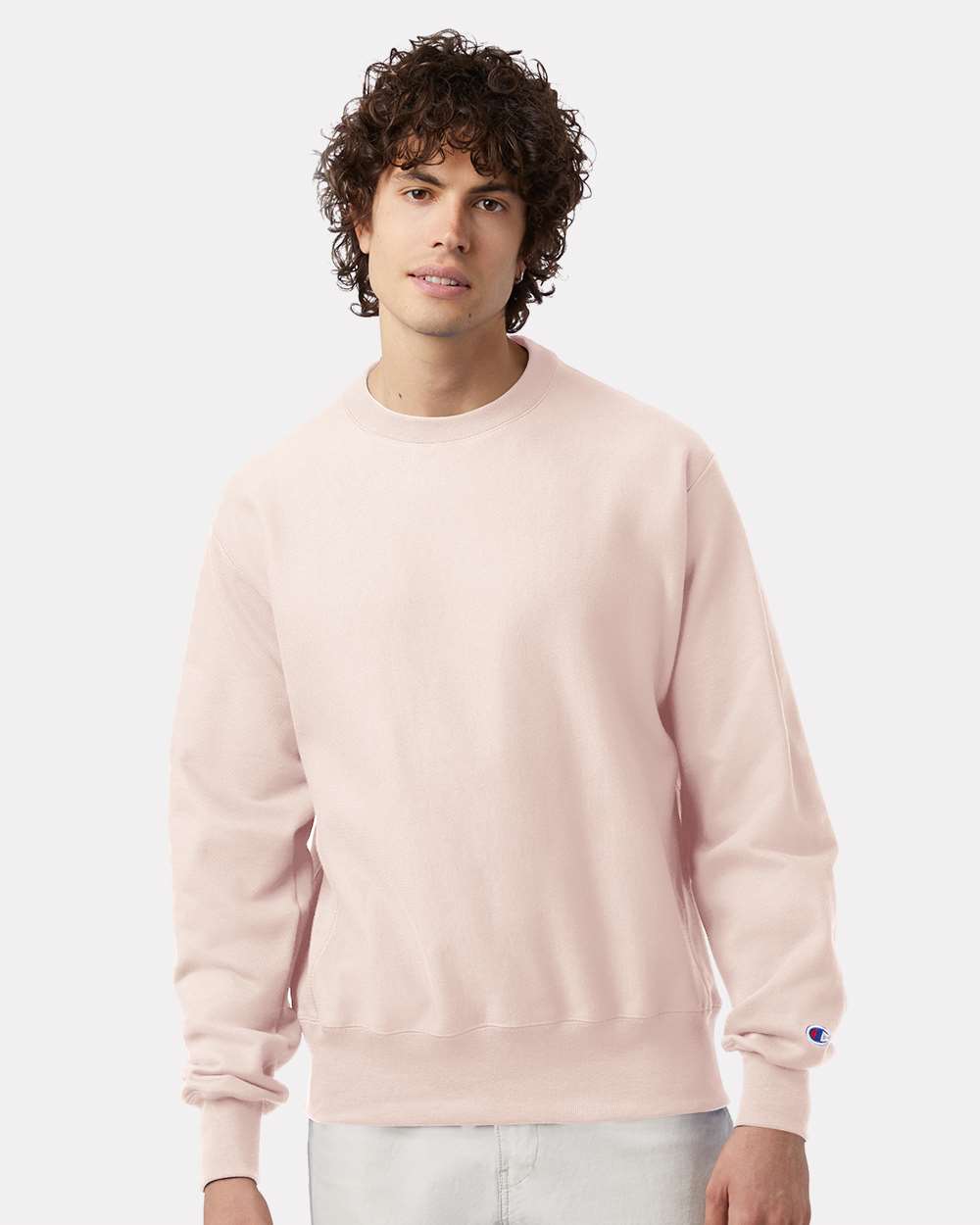 Unisex Reverse Weave® Crewneck Sweatshirt - OnModelFront - B20384303 - Body Blush
