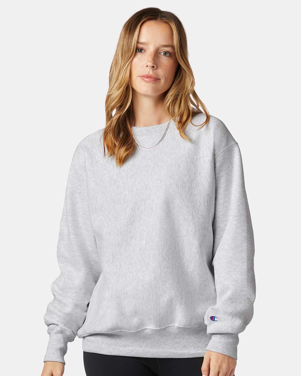 Unisex Reverse Weave® Crewneck Sweatshirt - OnModelFront - B20384353 - Silver Grey