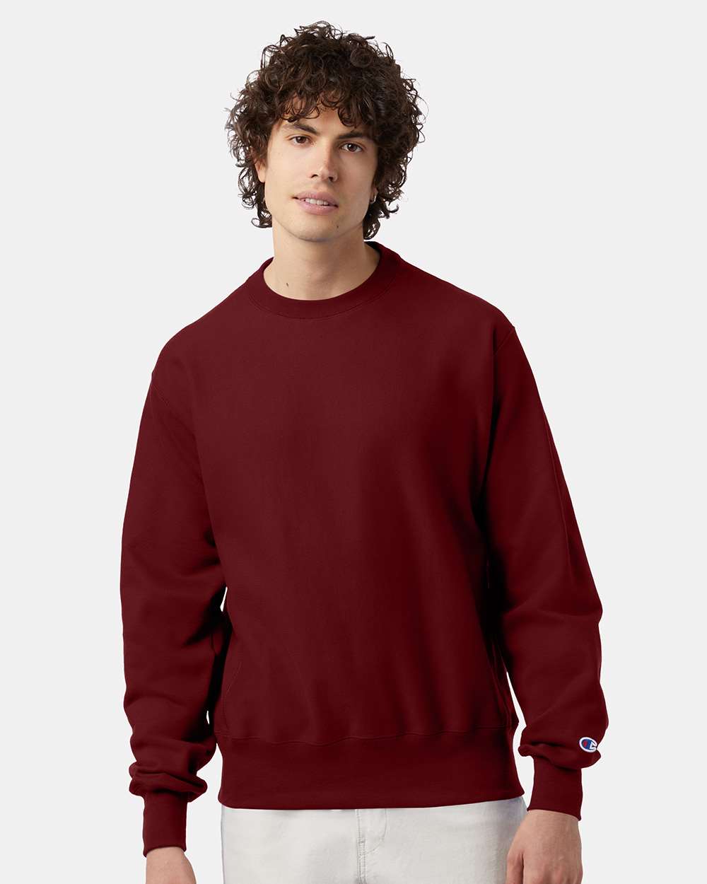 Unisex Reverse Weave® Crewneck Sweatshirt - OnModelFront - B20384523 - Cardinal
