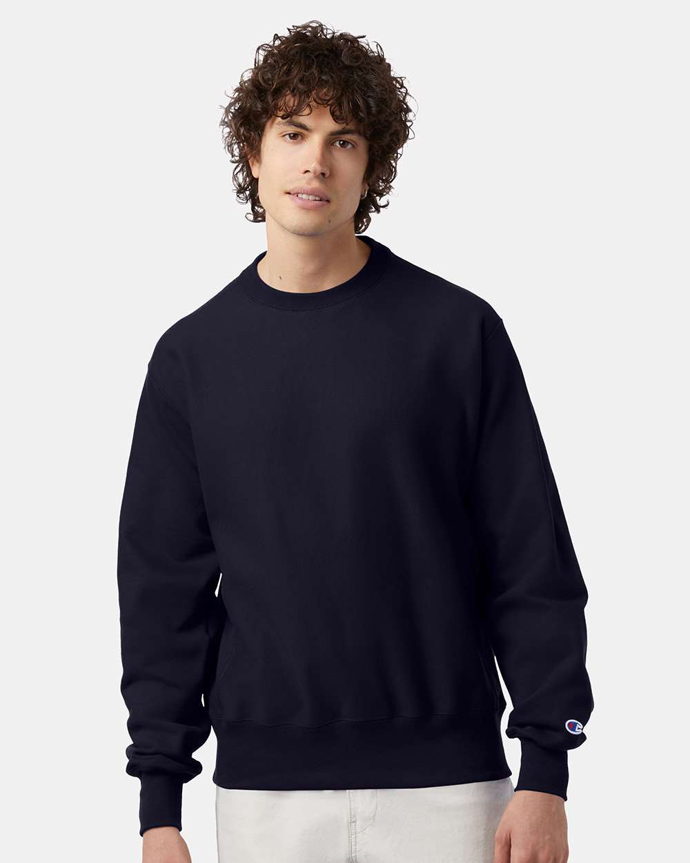 Unisex Reverse Weave® Crewneck Sweatshirt - OnModelFront - B20384653 - Navy