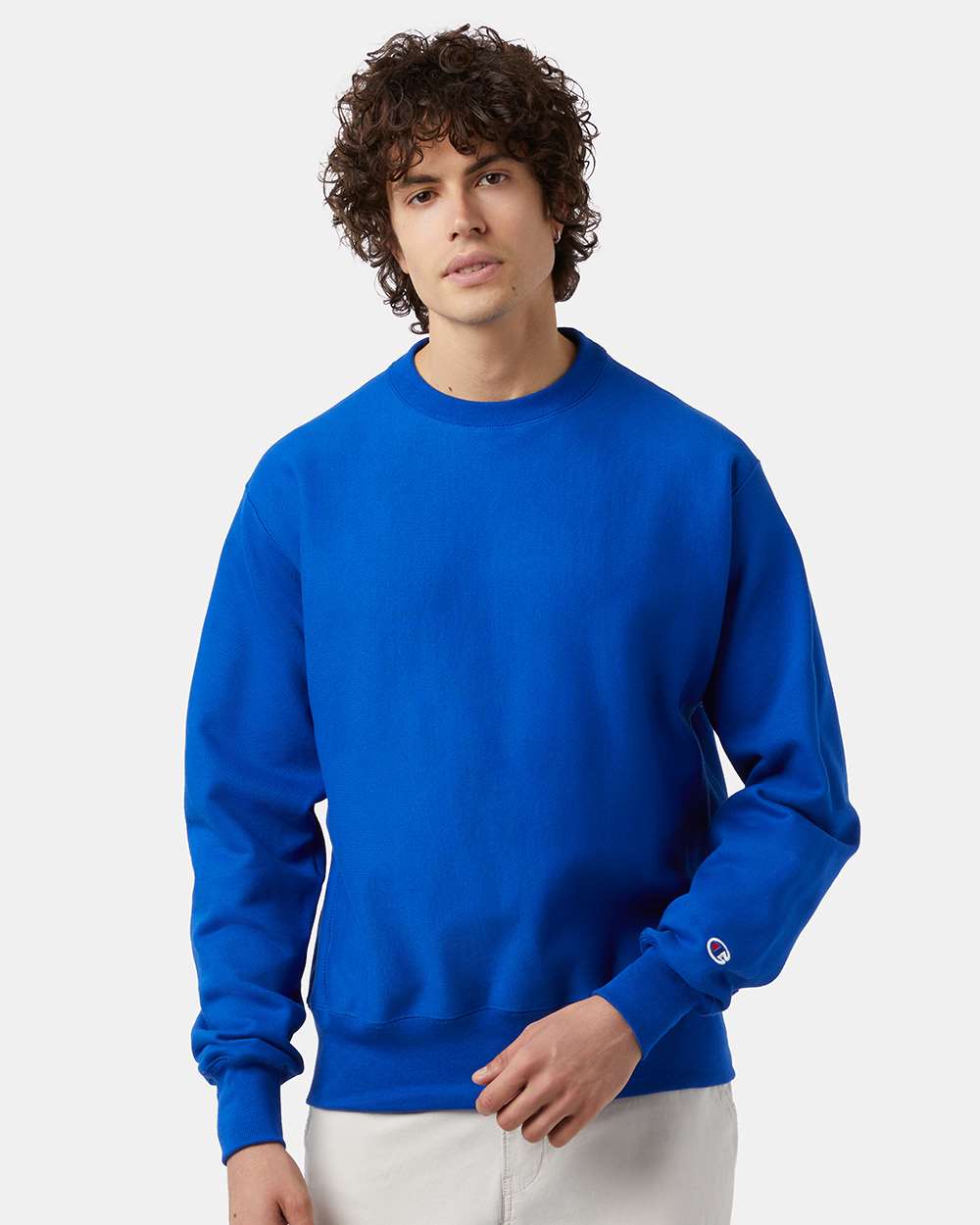 Unisex Reverse Weave® Crewneck Sweatshirt - OnModelFront - B20384753 - Athletic Royal