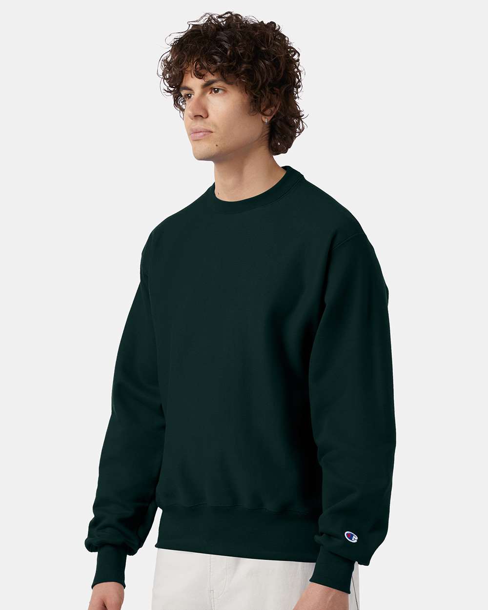 Unisex Reverse Weave® Crewneck Sweatshirt - OnModelSide - B20384193 - Dark Green