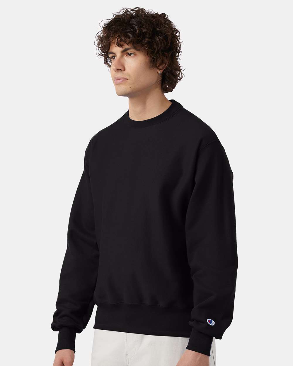 Unisex Reverse Weave® Crewneck Sweatshirt - OnModelSide - B20384503 - Black