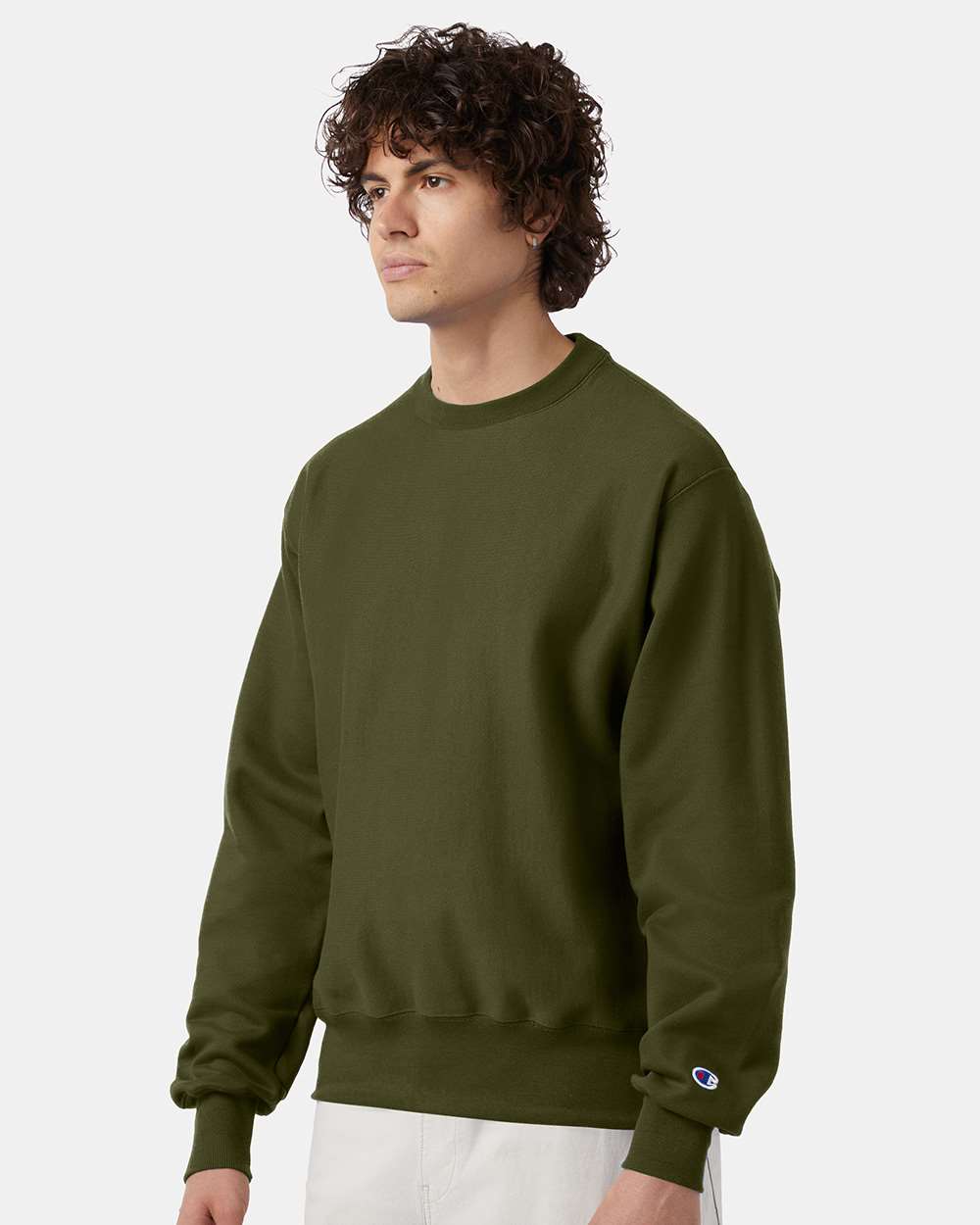 Unisex Reverse Weave® Crewneck Sweatshirt - OnModelSide - B20384643 - Fresh Olive