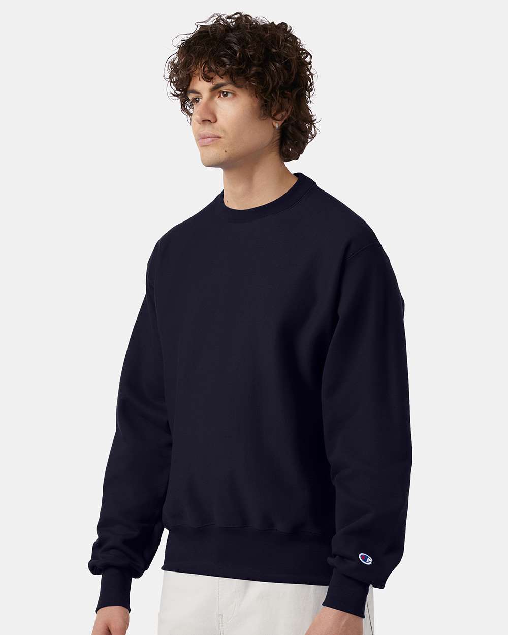 Unisex Reverse Weave® Crewneck Sweatshirt - OnModelSide - B20384653 - Navy