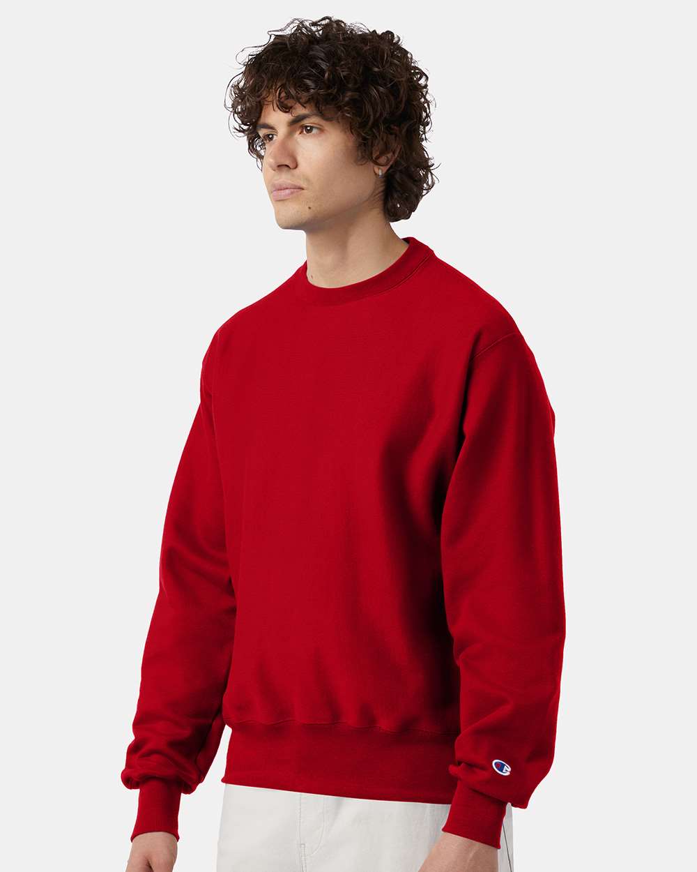 Unisex Reverse Weave® Crewneck Sweatshirt - OnModelSide - B20384703 - Scarlet