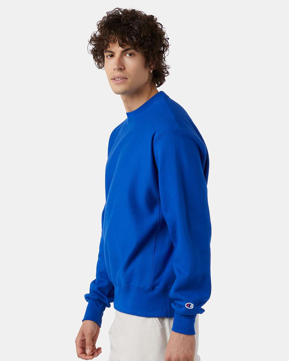 Unisex Reverse Weave® Crewneck Sweatshirt - OnModelSide - B20384753 - Athletic Royal