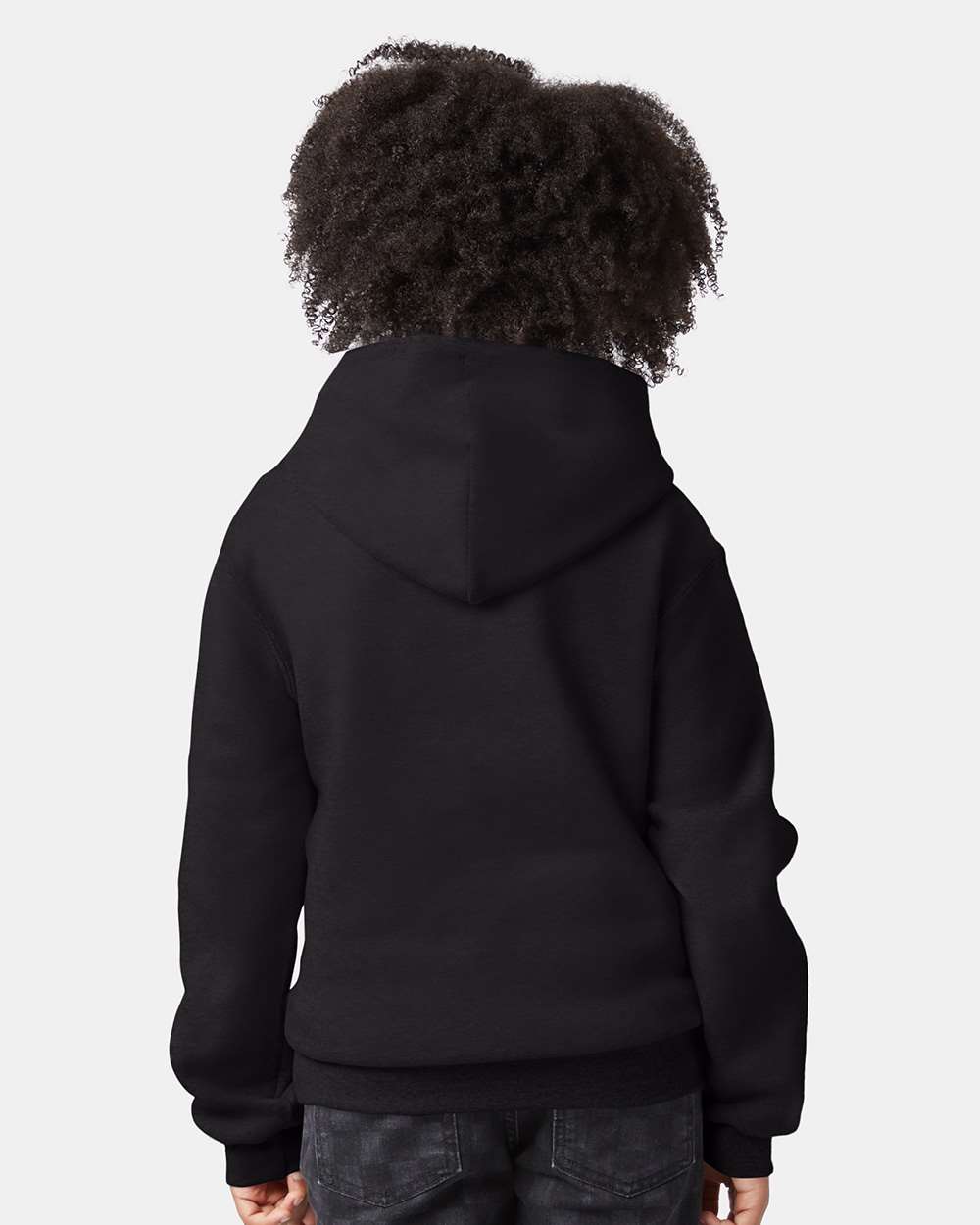 Youth Powerblend® Hooded Sweatshirt - OnModelBack - B32084503 - Black