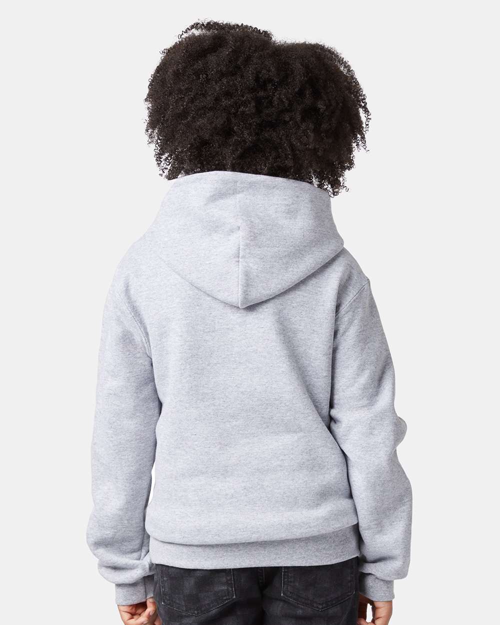 Youth Powerblend® Hooded Sweatshirt - OnModelBack - B32084583 - Light Steel