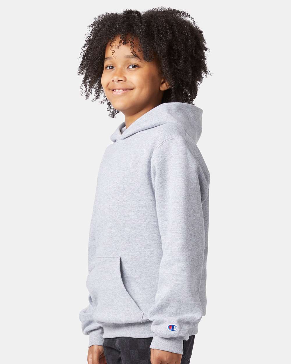 Youth Powerblend® Hooded Sweatshirt - OnModelSide - B32084583 - Light Steel