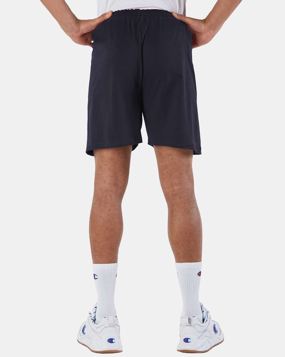Men's Cotton Gym Shorts - OnModelBack - B07484653 - Navy