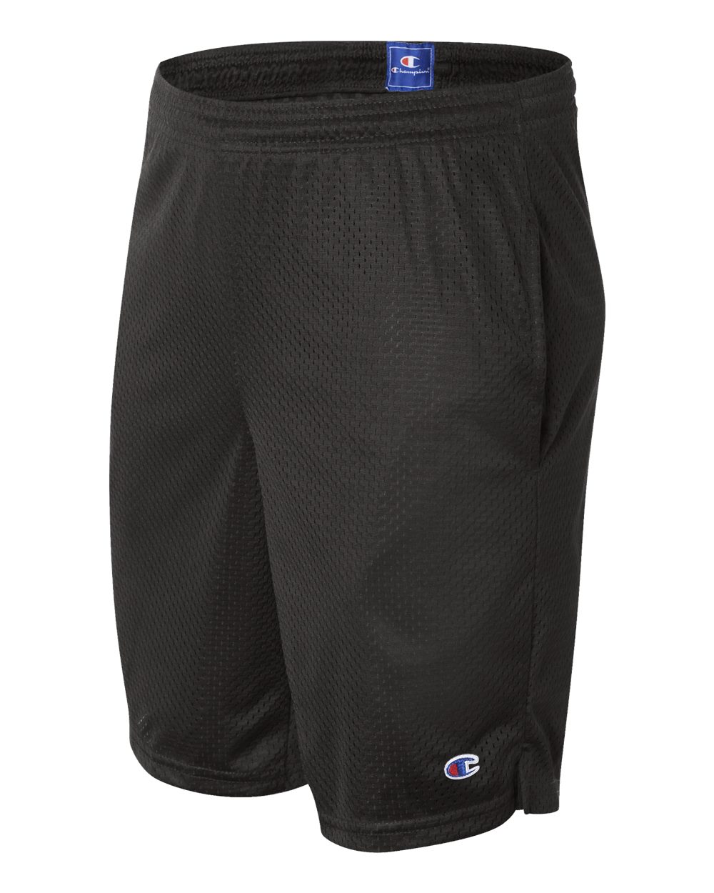 Men's Polyester Mesh 9" Shorts with Pockets - Side - B09084503 - Black