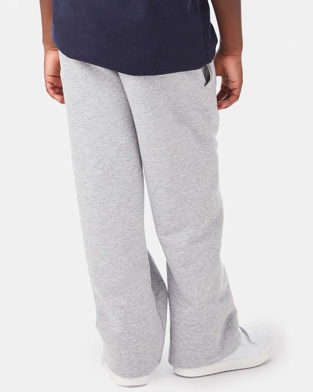 Youth Powerblend® Open-Bottom Sweatpants with Pockets - OnModelBack - B33584583 - Light Steel
