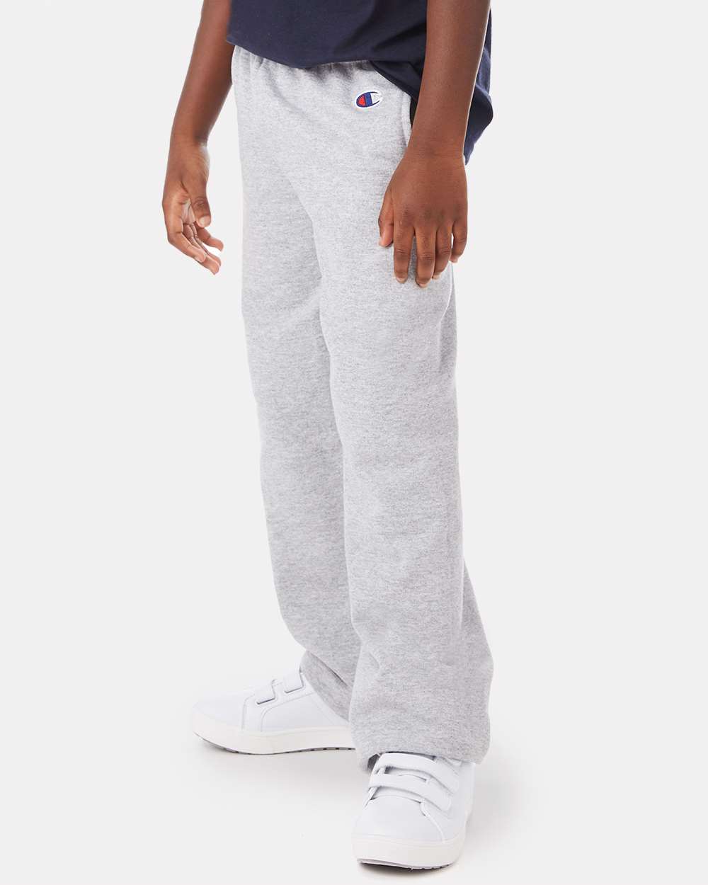 Youth Powerblend® Open-Bottom Sweatpants with Pockets - OnModelSide - B33584583 - Light Steel