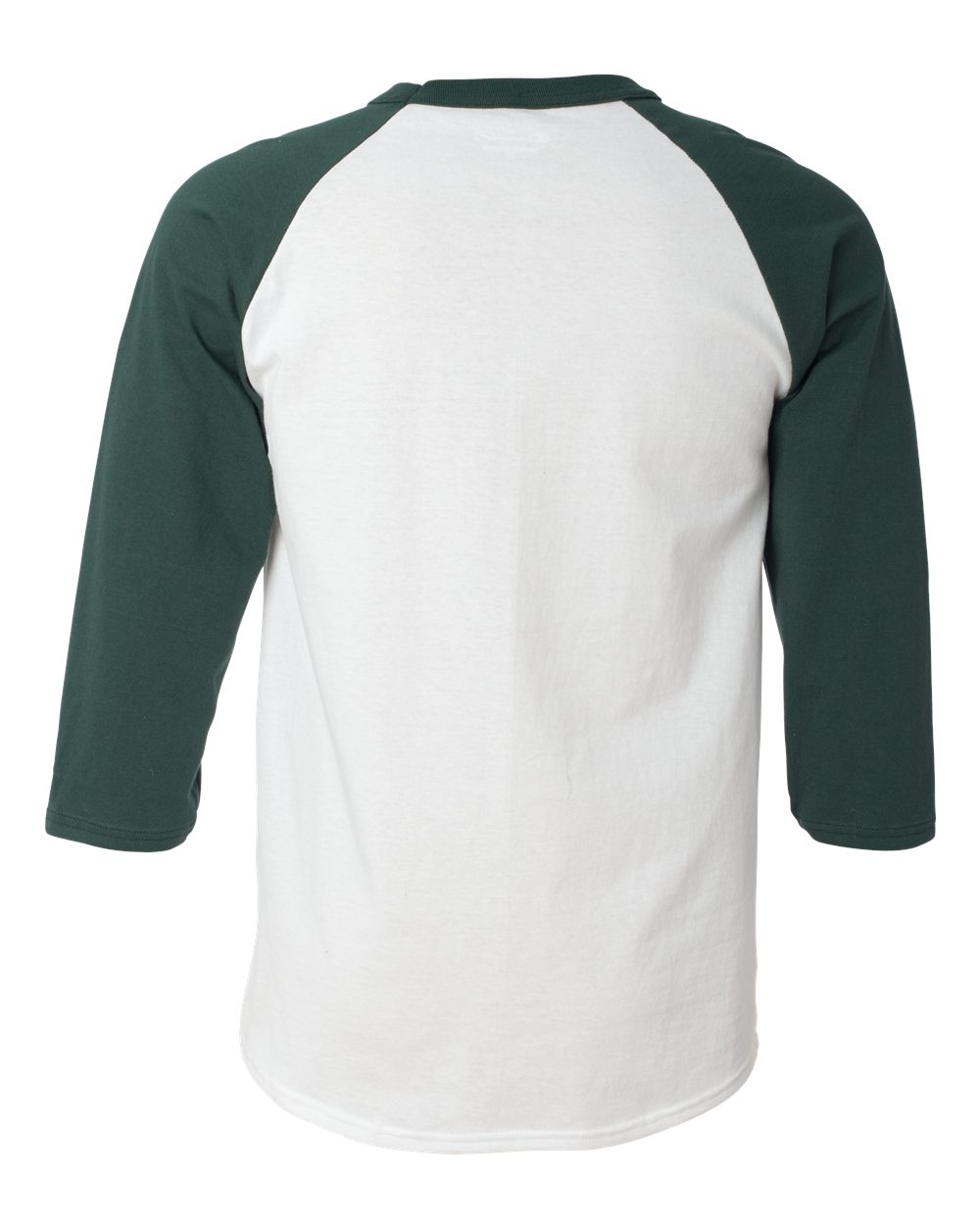 Unisex Raglan Sleeve Baseball T-Shirt - Back - B04884193 - White/ Dark Green