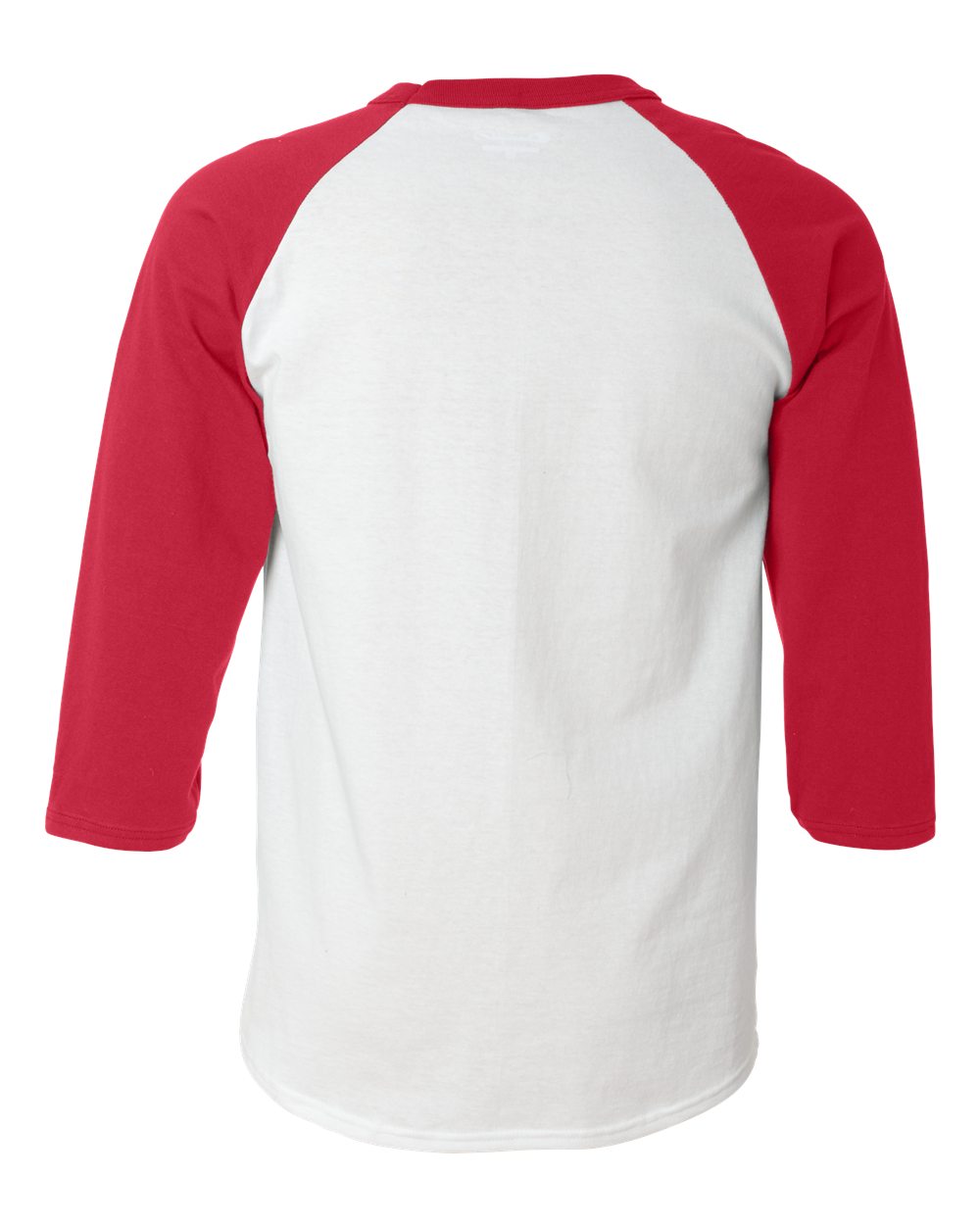 Unisex Raglan Sleeve Baseball T-Shirt - Back - B04884713 - White/ Scarlet