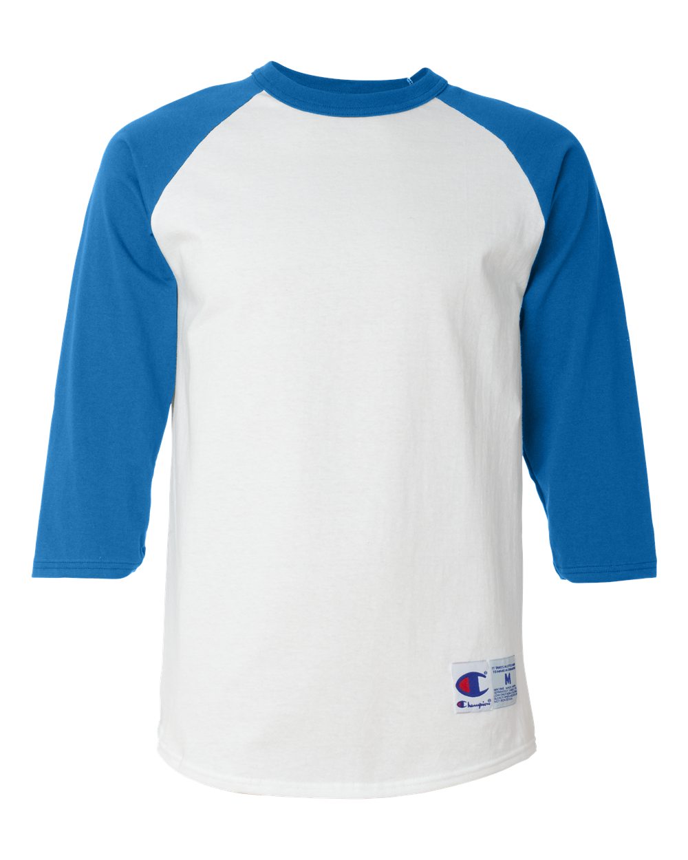 Unisex Raglan Sleeve Baseball T-Shirt - Front - B04884263 - White/ Team Blue