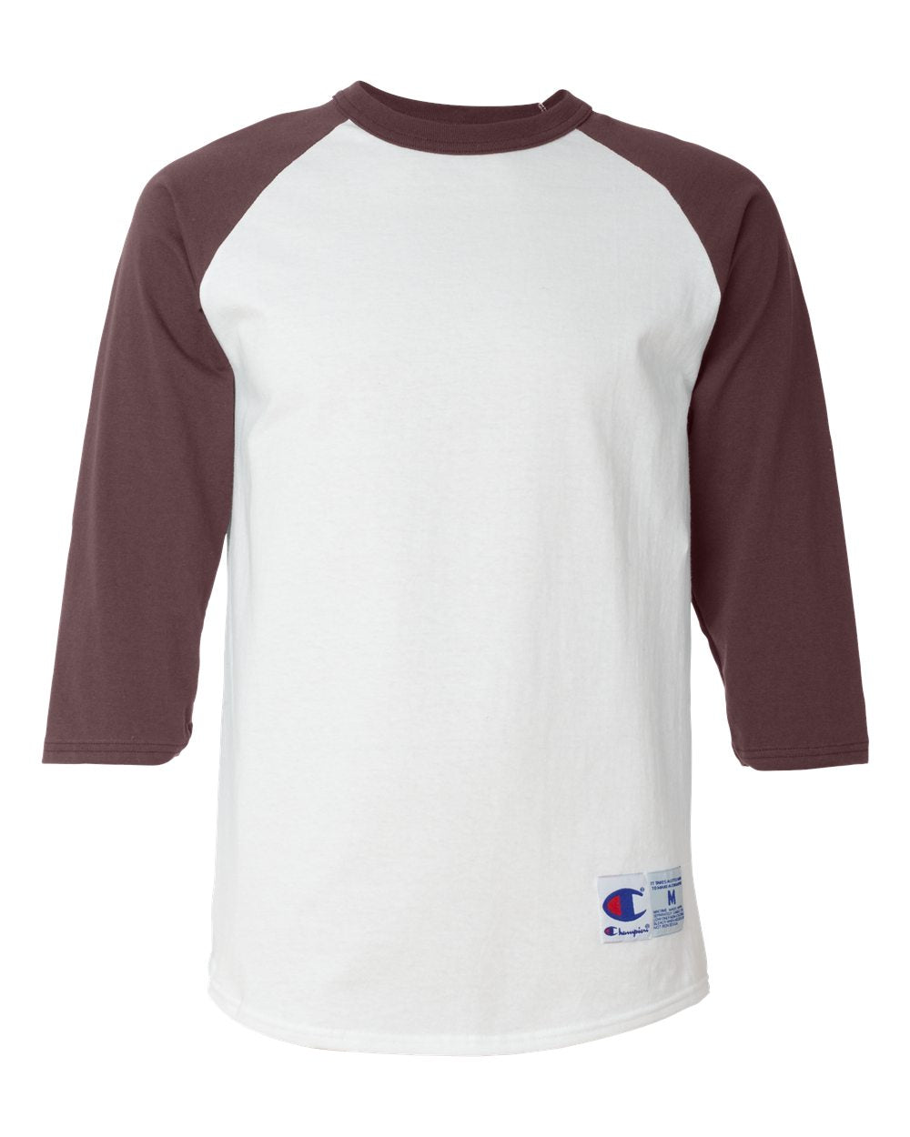 Unisex Raglan Sleeve Baseball T-Shirt - Front - B04884533 - White/ Maroon