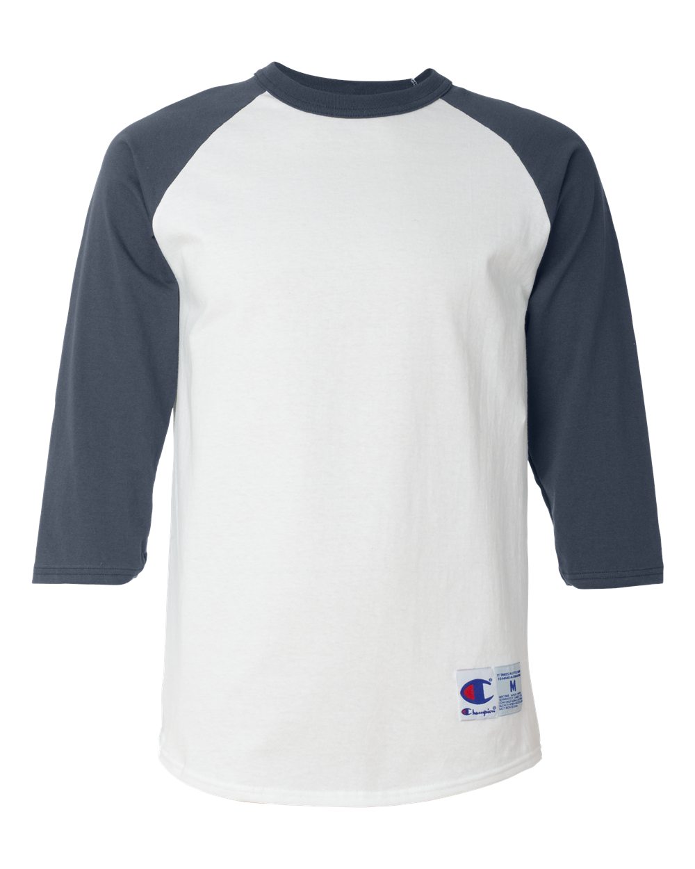 Unisex Raglan Sleeve Baseball T-Shirt - Front - B04884653 - White/ Navy