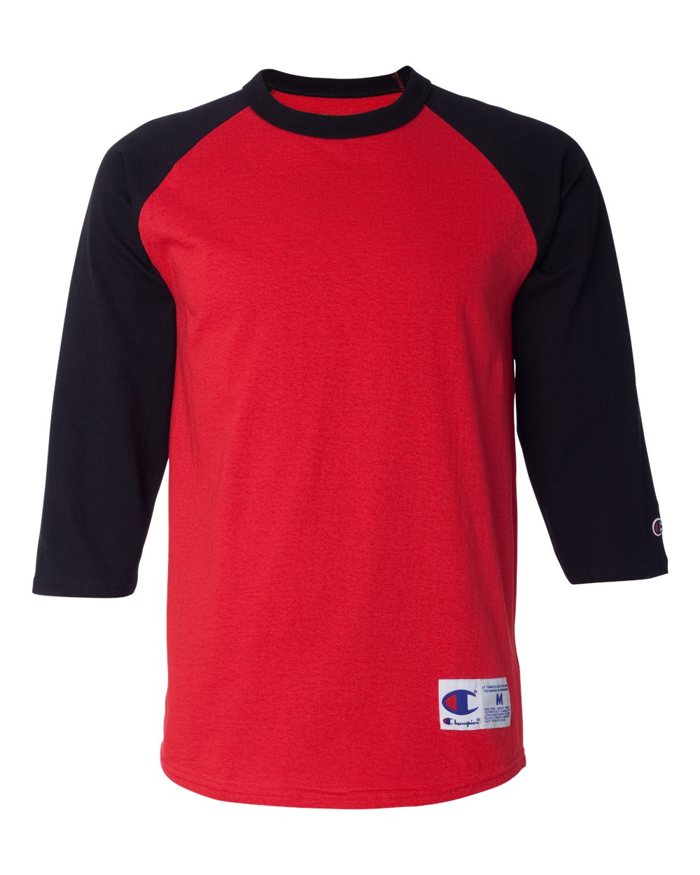 Unisex Raglan Sleeve Baseball T-Shirt - Front - B04884703 - Scarlet/ Black