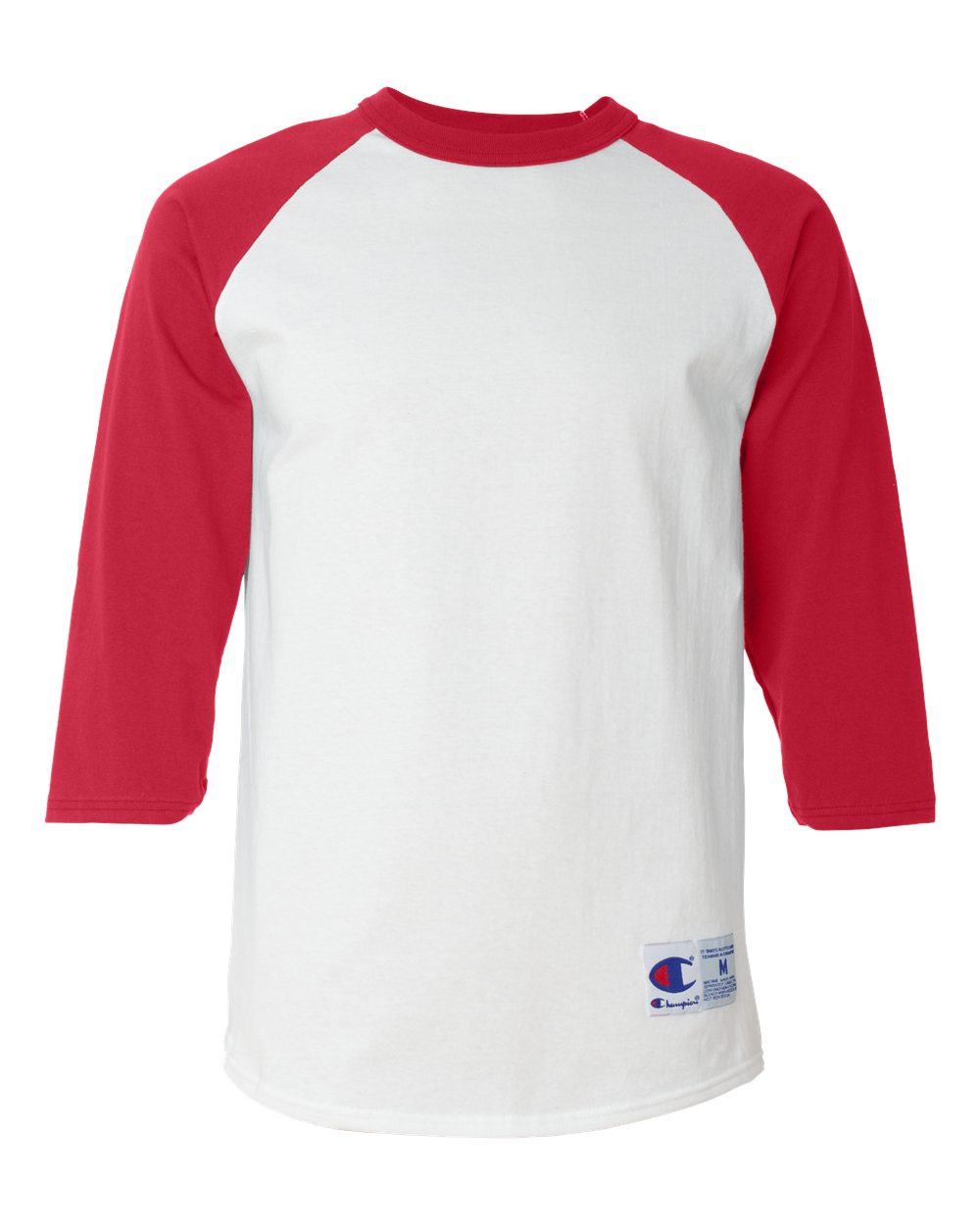 Unisex Raglan Sleeve Baseball T-Shirt - Front - B04884713 - White/ Scarlet