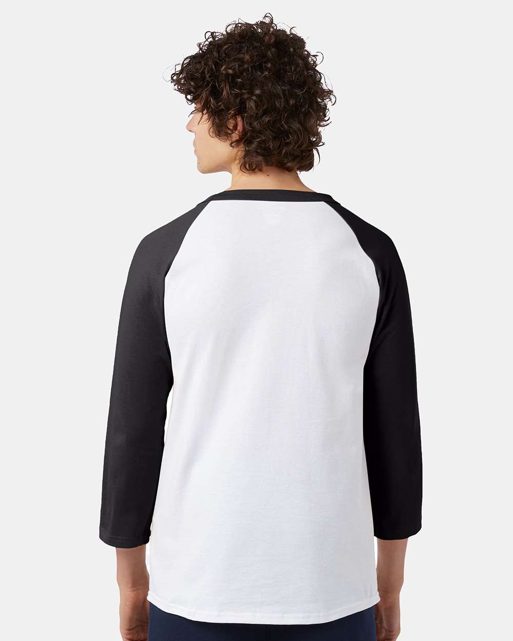 Unisex Raglan Sleeve Baseball T-Shirt - OnModelBack - B04884003 - White/ Black