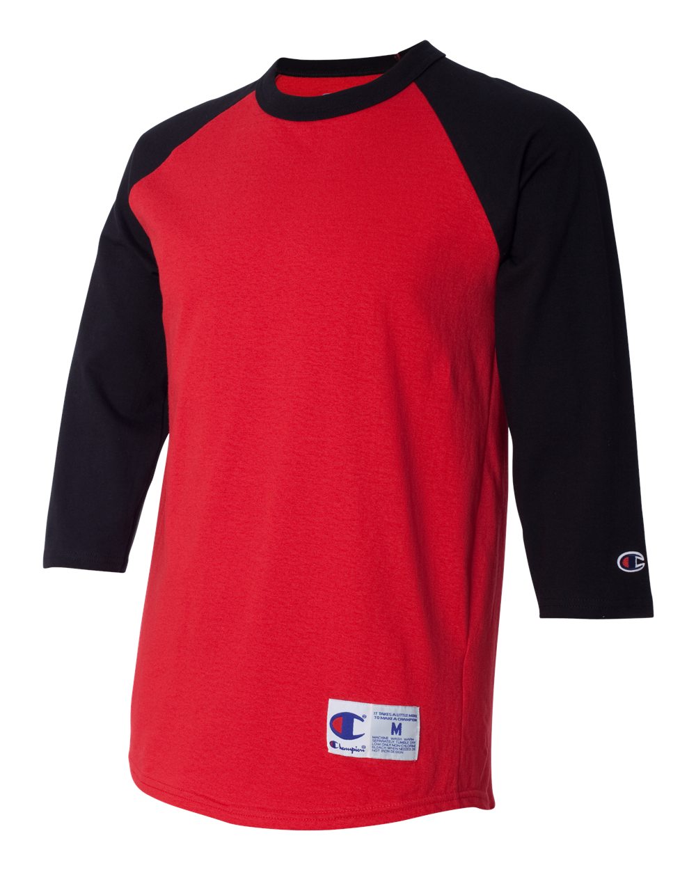 Unisex Raglan Sleeve Baseball T-Shirt - Side - B04884703 - Scarlet/ Black