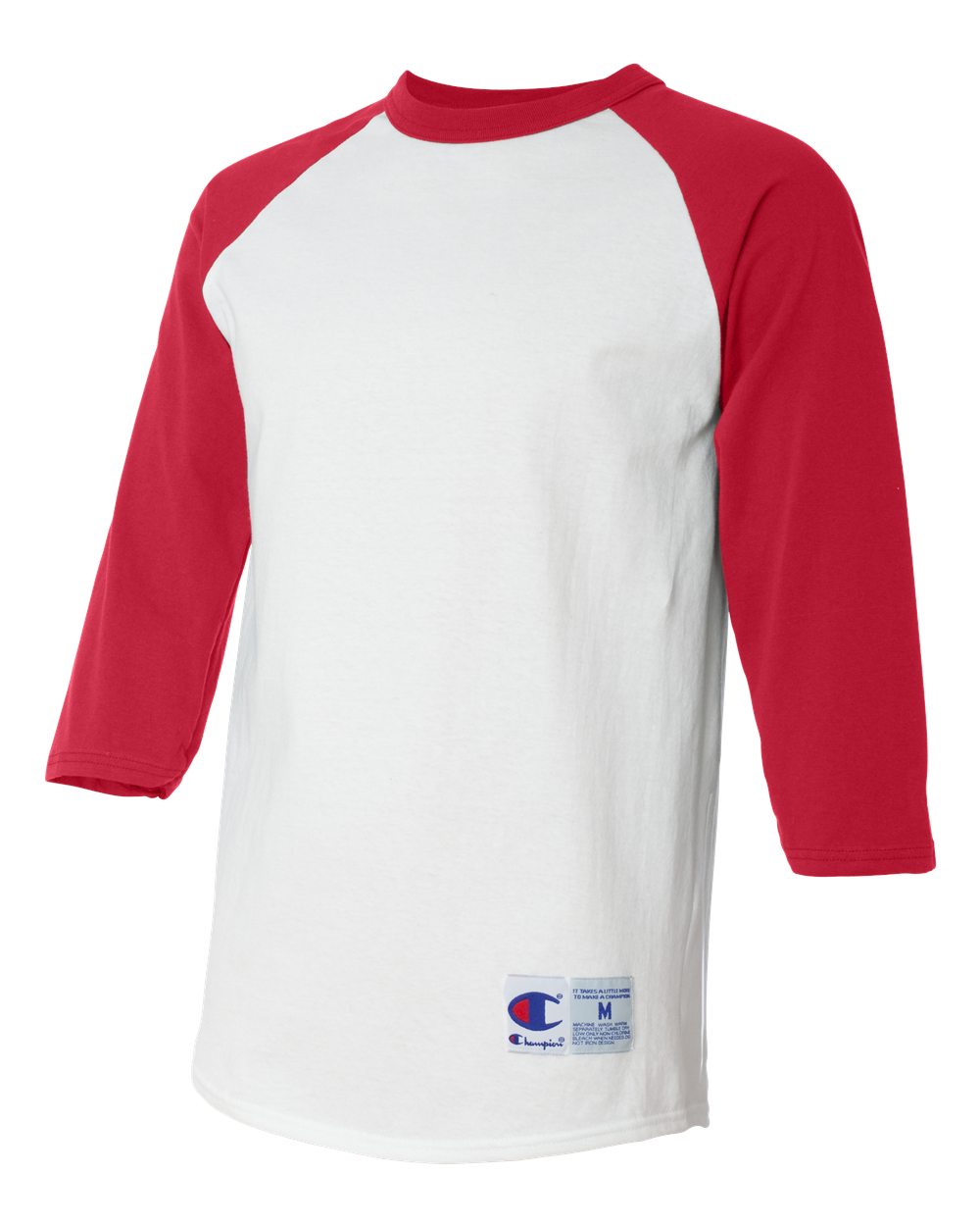Unisex Raglan Sleeve Baseball T-Shirt - Side - B04884713 - White/ Scarlet