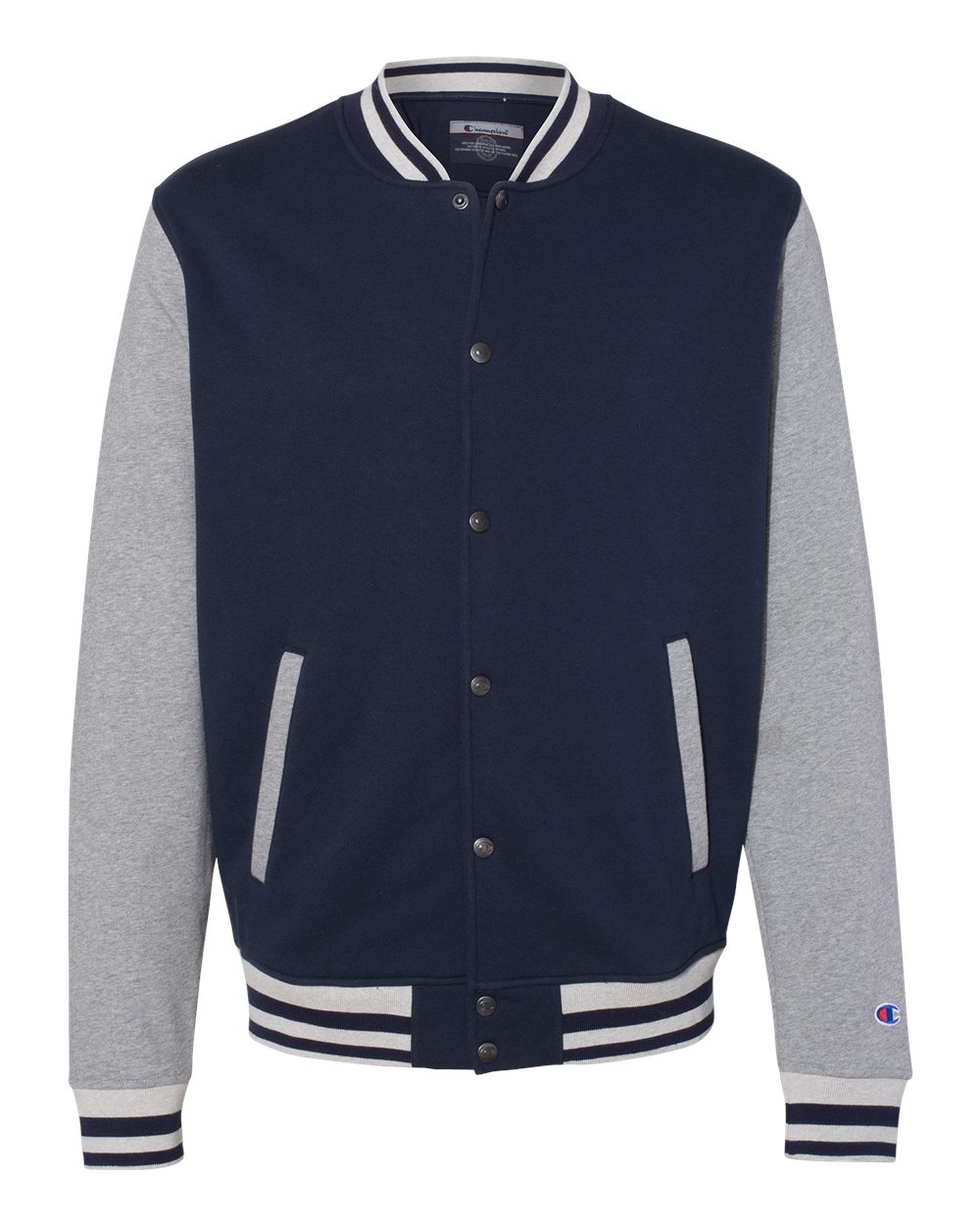 Unisex Bomber Jacket - Front - B63384658 - Navy/ Oxford Grey