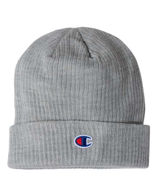 Ribbed Cuffed Beanie - Front - B03195580 - Heather Grey