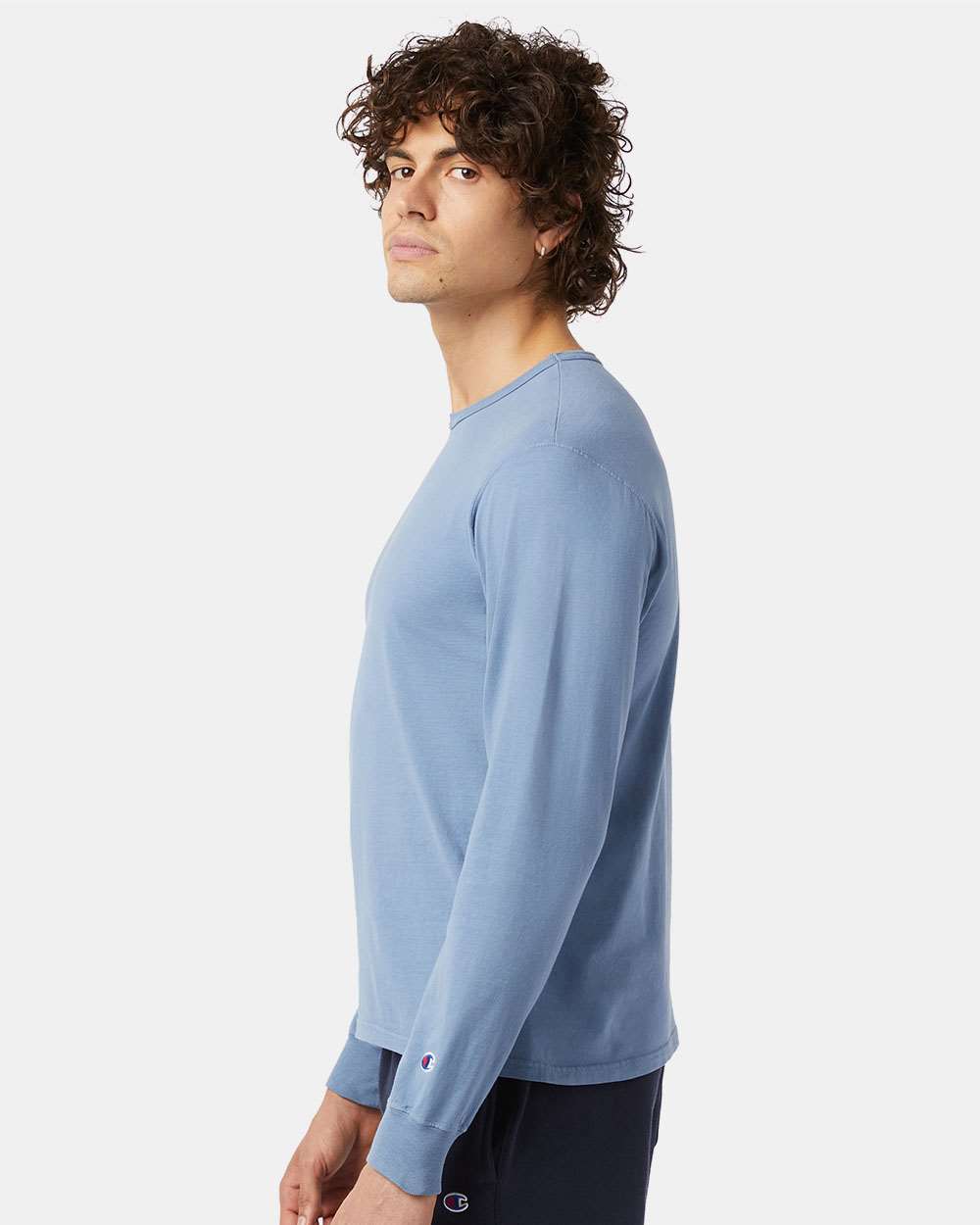 Unisex Garment-Dyed Long Sleeve T-Shirt - OnModelSide - B01384104 - Saltwater
