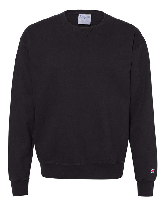Unisex Garment-Dyed Crewneck Sweatshirt - Front - B00684503 - Black