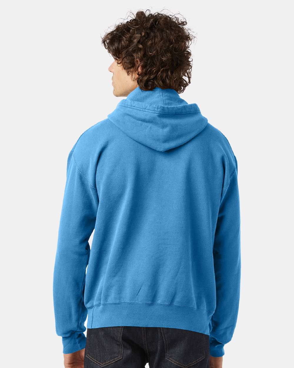 Unisex Garment-Dyed Hooded Sweatshirt - OnModelBack - B00584256 - Delicate Blue