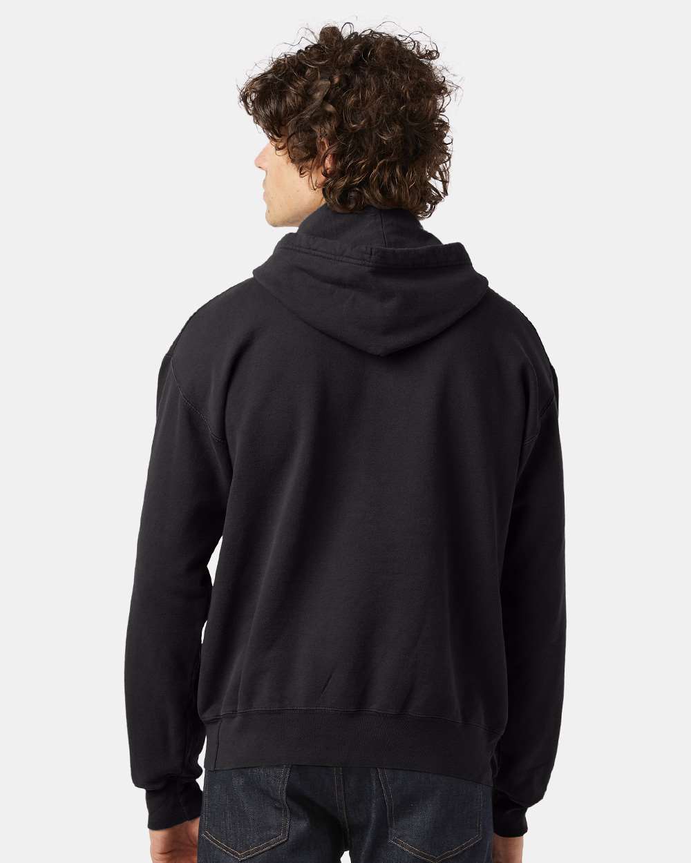 Unisex Garment-Dyed Hooded Sweatshirt - OnModelBack - B00584503 - Black