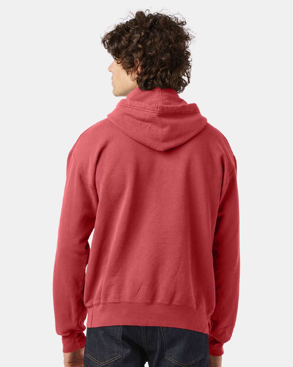 Unisex Garment-Dyed Hooded Sweatshirt - OnModelBack - B00584703 - Crimson