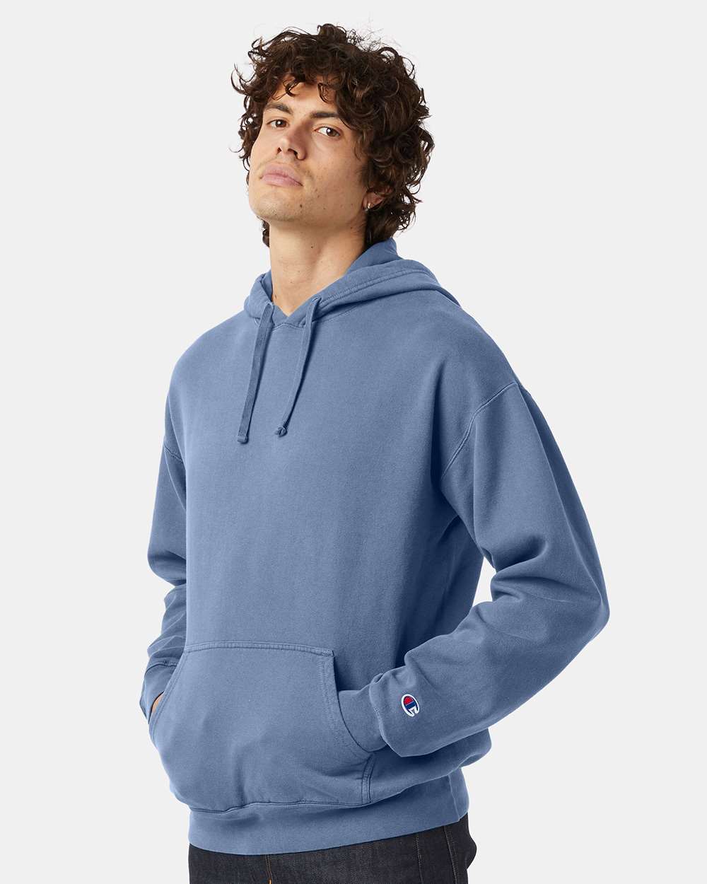 Unisex Garment-Dyed Hooded Sweatshirt - OnModelSide - B00584103 - Saltwater