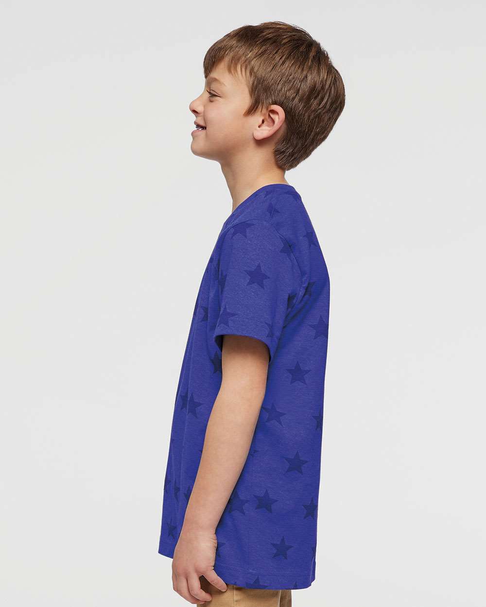 Youth Star Print Tee - OnModelSide - B04538752 - Royal Star