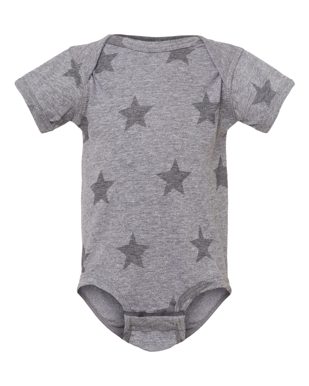 Infant Star Print Bodysuit - Front - B04738581 - Granite Heather Star
