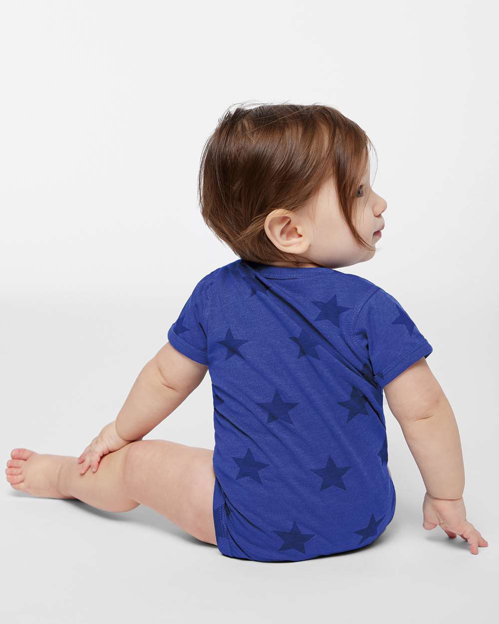 Infant Star Print Bodysuit - OnModelBack - B04738751 - Royal Star