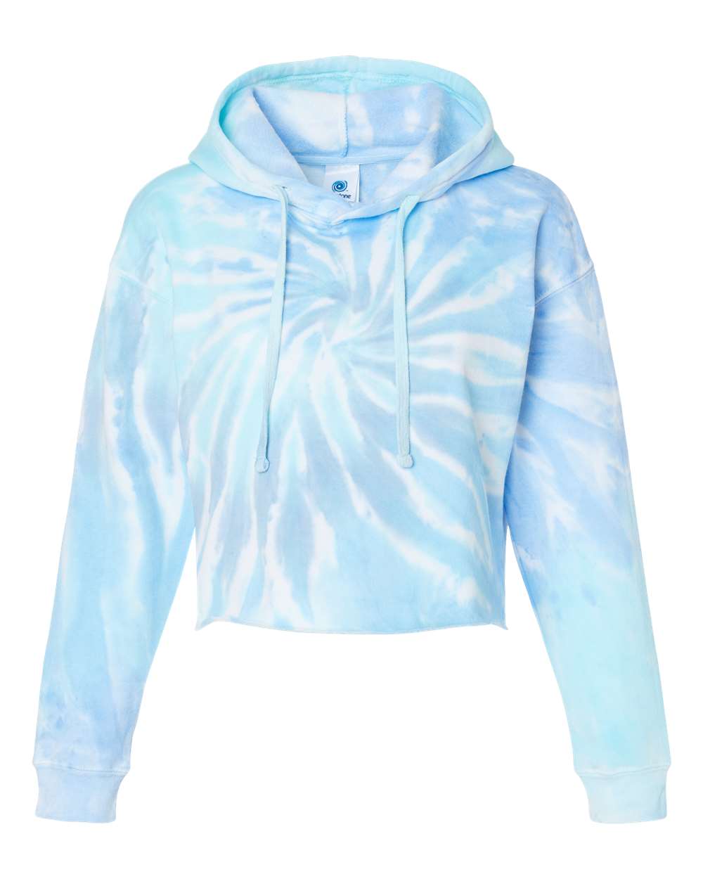 Women's Tie-Dyed Crop Hooded Sweatshirt - Front - B10502062 - Lagoon