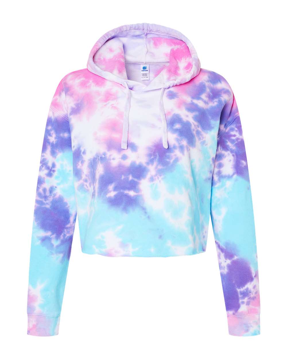 Women's Tie-Dyed Crop Hooded Sweatshirt - Front - B10502302 - Cotton Candy