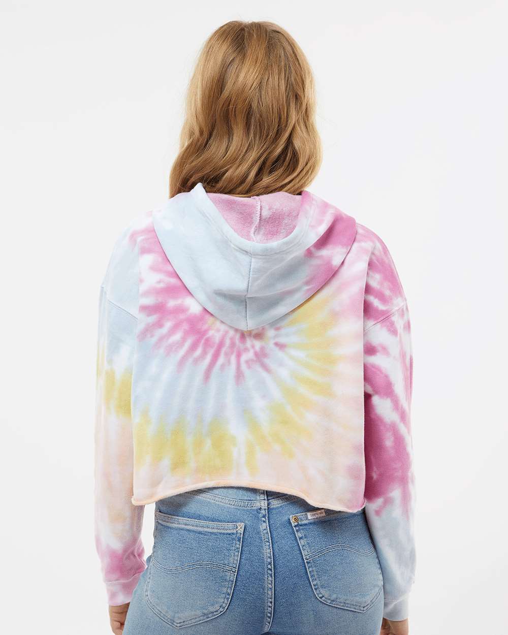 Women's Tie-Dyed Crop Hooded Sweatshirt - OnModelBack - B10502272 - Desert Rose